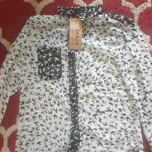 Sheer Bird Print Blouse - Picture 8 of 10